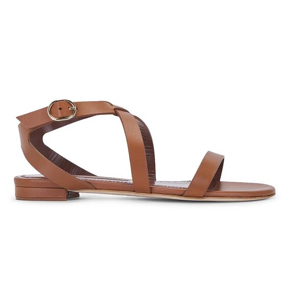 LIKE NEW Manolo Blahnik Magalou Leather Sandal in Medium Brown size 41 / US 11 - Picture 6 of 12